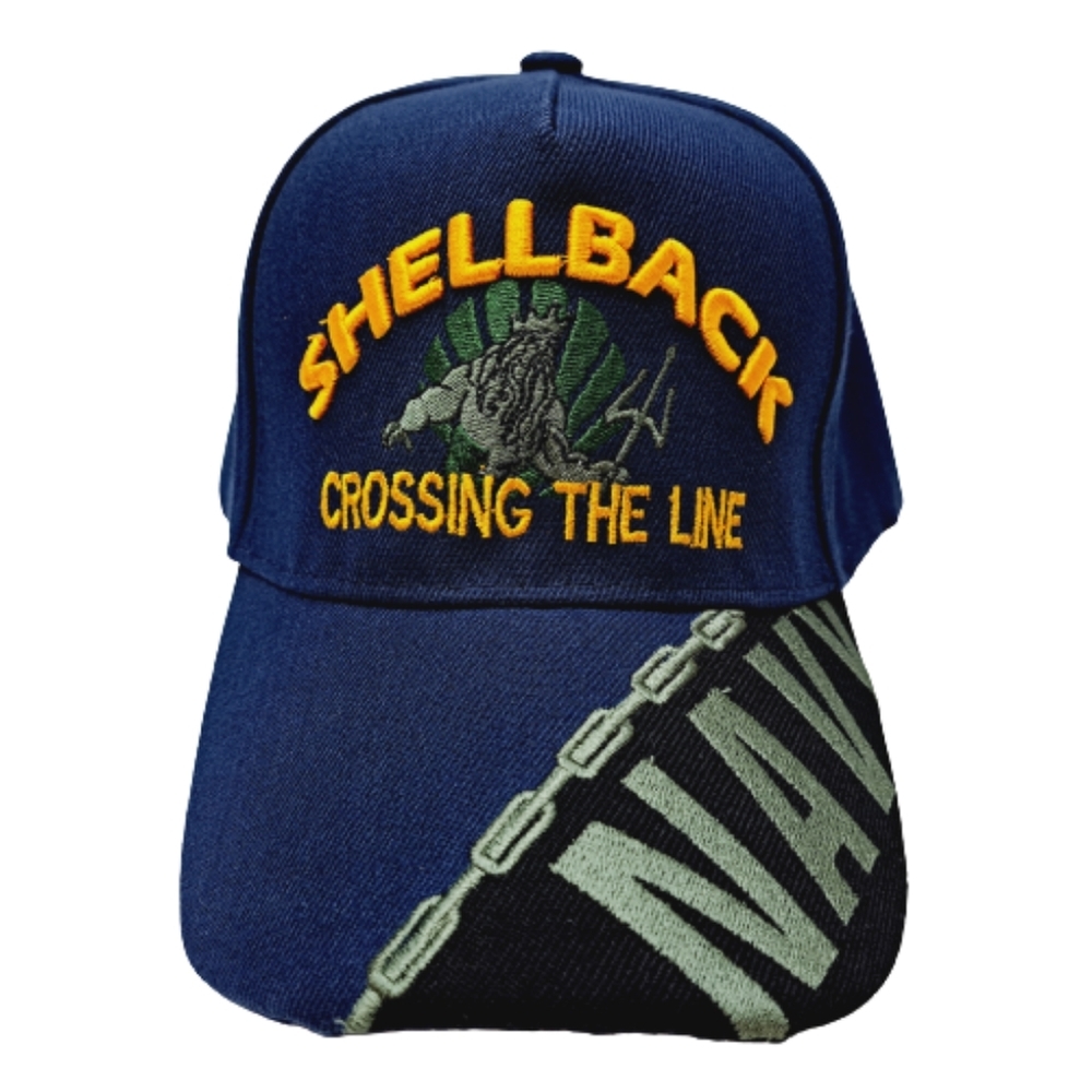 United States Navy Veteran Shellback Men's Ball Cap Hat Blue